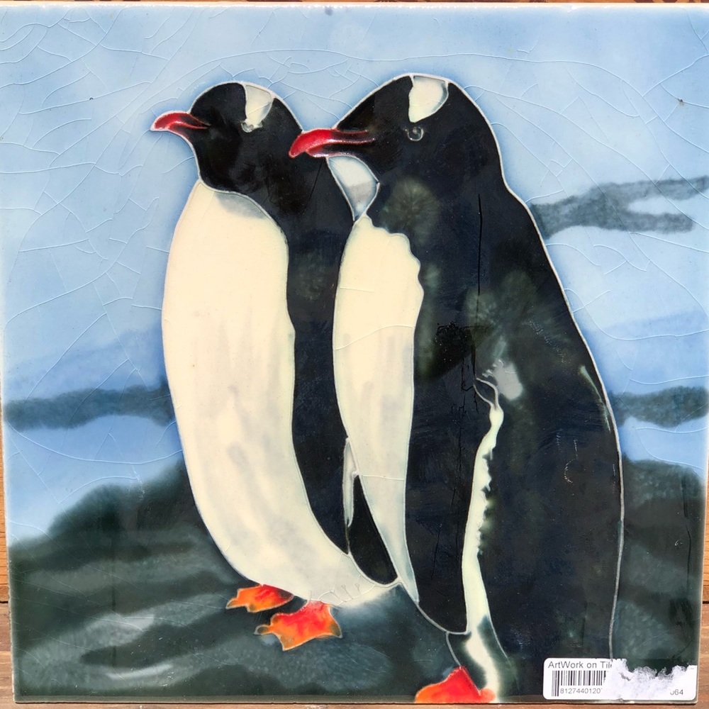 8x8 Muddy Waters Penguin Decorative Artwork on Tile